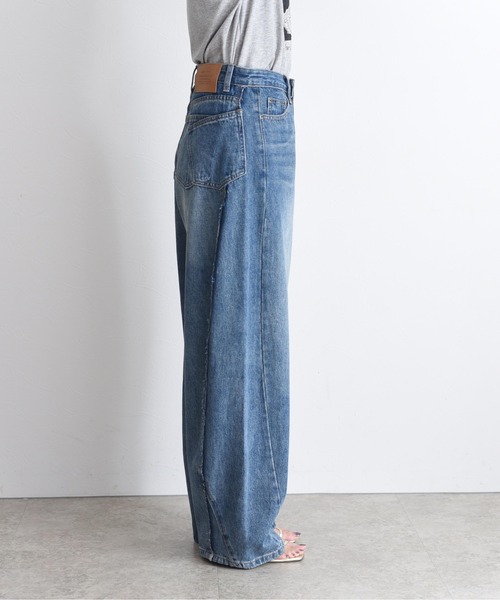 新品 今季 新作 エイミーロウ リメイクカーブデニムパンツ ブルー リメイクカーブデニムパンツ(デニムパンツ)|Eimee Law