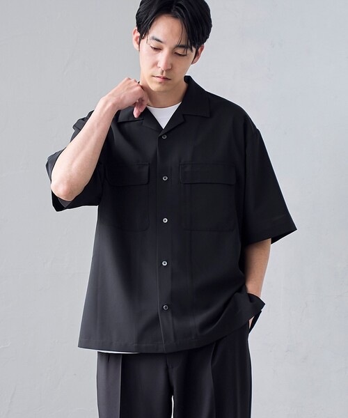 RONEL(ロネル)の「【RONEL】ジョーゼット半袖シャツ(シャツ/ブラウス・メンズ・ブラック・M/S/L/XL)」の1枚目の写真