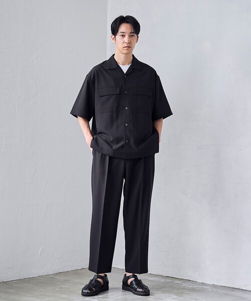 RONEL(ロネル)の「【RONEL】ジョーゼット半袖シャツ(シャツ/ブラウス・メンズ・ブラック・M/S/L/XL)」の3枚目の写真