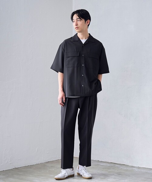 RONEL(ロネル)の「【RONEL】ジョーゼット半袖シャツ(シャツ/ブラウス・メンズ・ブラック・M/S/L/XL)」の2枚目の写真