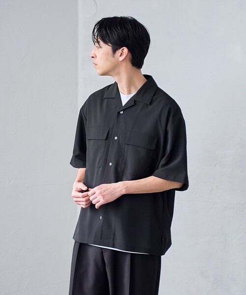 RONEL(ロネル)の「【RONEL】ジョーゼット半袖シャツ(シャツ/ブラウス・メンズ・ブラック・M/S/L/XL)」の19枚目の写真