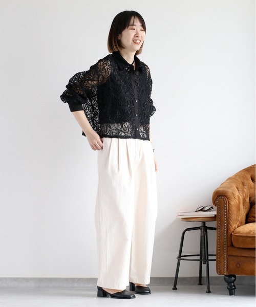 cepo（セポ）の「〈セットアップ対応〉ロープ刺繍シアーシャツブラウス（シャツ/ブラウス・レディース・ベージュ/ブラック/オフホワイト・M）」の18枚目の写真