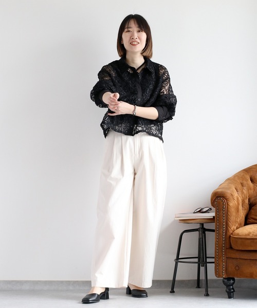 cepo（セポ）の「〈セットアップ対応〉ロープ刺繍シアーシャツブラウス（シャツ/ブラウス・レディース・ベージュ/ブラック/オフホワイト・M）」の15枚目の写真