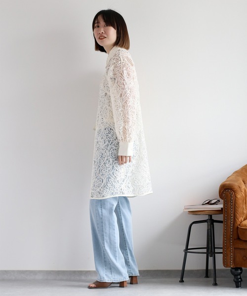 cepo（セポ）の「〈セットアップ対応〉ロープ刺繍シアーシャツブラウス（シャツ/ブラウス・レディース・ベージュ/ブラック/オフホワイト・M）」の5枚目の写真
