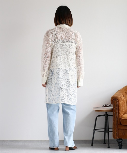 cepo（セポ）の「〈セットアップ対応〉ロープ刺繍シアーシャツブラウス（シャツ/ブラウス・レディース・ベージュ/ブラック/オフホワイト・M）」の6枚目の写真