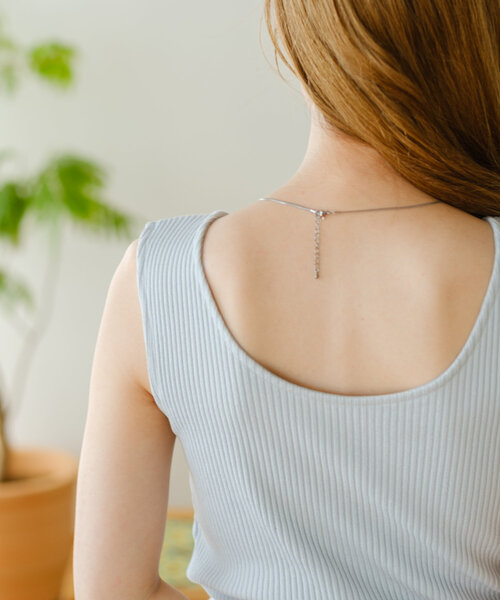 Kastane(カスタネ)の「【4色展開/カップ取り外し可】カップ付きニットタグリブタンク(タンクトップ・レディース・ブラック/アイボリー/サックスブルー/ピンク・FREE)」の10枚目の写真