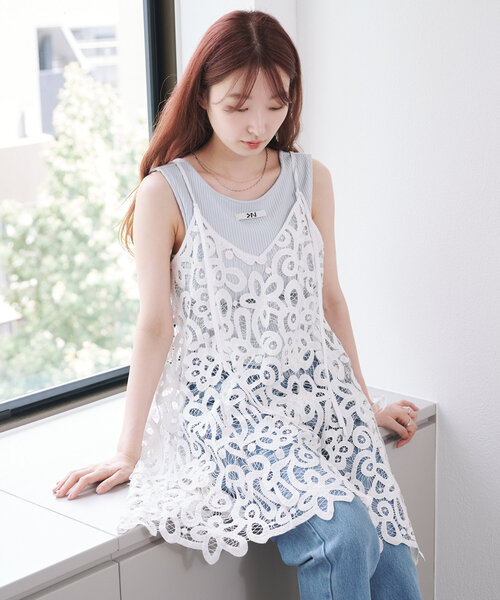 Kastane(カスタネ)の「【4色展開/カップ取り外し可】カップ付きニットタグリブタンク(タンクトップ・レディース・ブラック/アイボリー/サックスブルー/ピンク・FREE)」の22枚目の写真