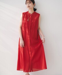 【シアー/前開き/夏ワンピ】コットンピンタックワンピース