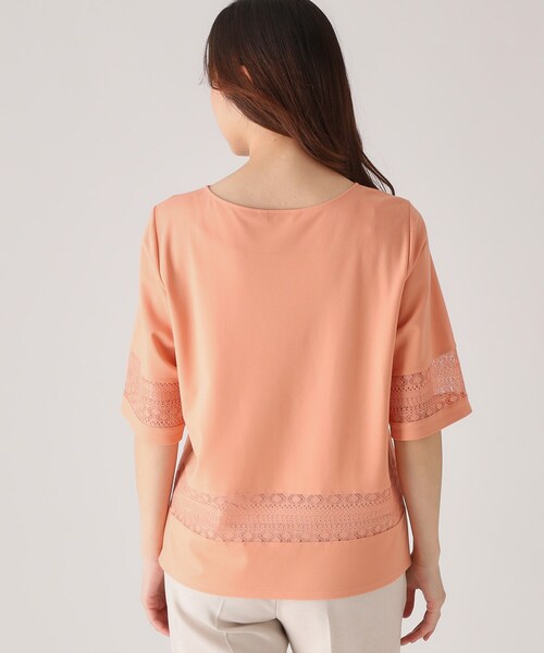 COUP DE CHANCE（クードシャンス）の「【洗える／日本製】レース使いジャージトップス（Tシャツ/カットソー・レディース・ライトオレンジ系/ホワイト/ネイビー・34/36/38/40）」の18枚目の写真