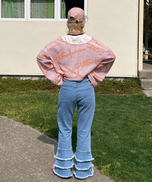 HELLO.SANFRANCISCO/ハローサンフランシスコ】裾フリルフレアデニム