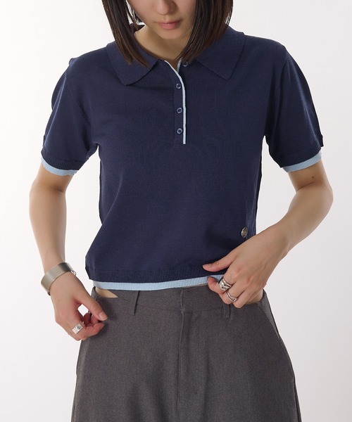 MUHET(ミュエータ)の「sheer polo knit / シアーポロニット(ポロシャツ・レディース・カーキ/グレー/ネイビー/イエロー・FREE)」の16枚目の写真