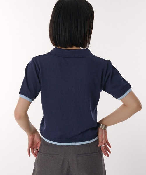 MUHET(ミュエータ)の「sheer polo knit / シアーポロニット(ポロシャツ・レディース・カーキ/グレー/ネイビー/イエロー・FREE)」の18枚目の写真