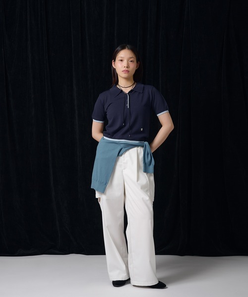 MUHET(ミュエータ)の「sheer polo knit / シアーポロニット(ポロシャツ・レディース・カーキ/グレー/ネイビー/イエロー・FREE)」の13枚目の写真