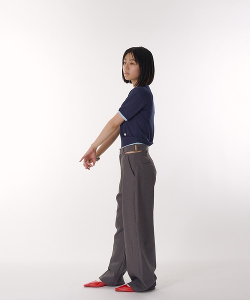 MUHET(ミュエータ)の「sheer polo knit / シアーポロニット(ポロシャツ・レディース・カーキ/グレー/ネイビー/イエロー・FREE)」の20枚目の写真