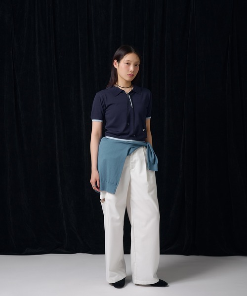 ポロシャツ ポロ Sheer Knitted Polo Shirt／シアーニットポロシャツ レディース セール】sheer polo knit / シアーポロニット（ポロシャツ