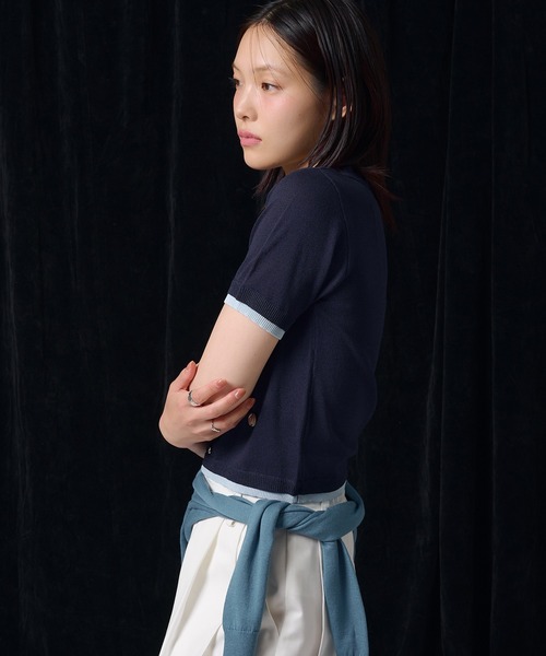 MUHET(ミュエータ)の「sheer polo knit / シアーポロニット(ポロシャツ・レディース・カーキ/グレー/ネイビー/イエロー・FREE)」の11枚目の写真