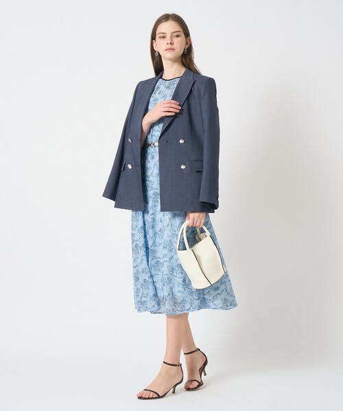 リーフカリグラフィープリントベルト付きワンピース（ワンピース