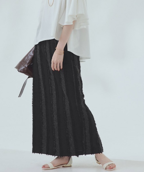 RASW（ラス）の「[RASW]ストライプジャカードIラインスカート（スカート・レディース・ブラック/ブラックミックス・S/M/L）」の15枚目の写真