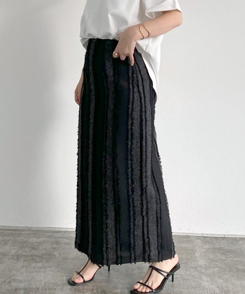 RASW（ラス）の「[RASW]ストライプジャカードIラインスカート（スカート・レディース・ブラック/ブラックミックス・S/M/L）」の21枚目の写真