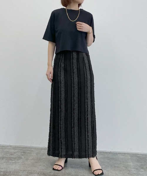 RASW（ラス）の「[RASW]ストライプジャカードIラインスカート（スカート・レディース・ブラック/ブラックミックス・S/M/L）」の22枚目の写真