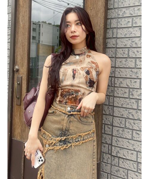 セール】バックリボンホルターネックトップス（Tシャツ