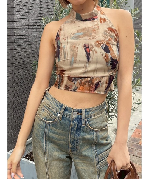 EVRIS（エヴリス）の「バックリボンホルターネックトップス（Tシャツ/カットソー・レディース・ネイビー/ブラウン/ブラック/マスタード・FREE）」の6枚目の写真