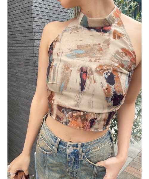 EVRIS（エヴリス）の「バックリボンホルターネックトップス（Tシャツ/カットソー・レディース・ネイビー/ブラウン/ブラック/マスタード・FREE）」の8枚目の写真