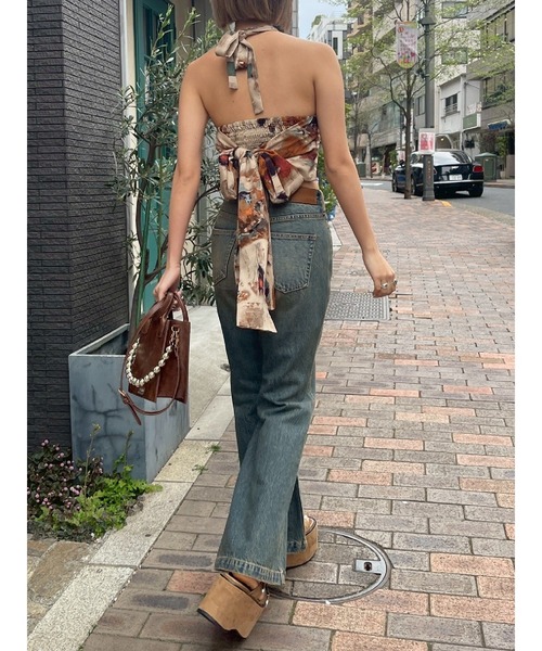 EVRIS（エヴリス）の「バックリボンホルターネックトップス（Tシャツ/カットソー・レディース・ネイビー/ブラウン/ブラック/マスタード・FREE）」の12枚目の写真