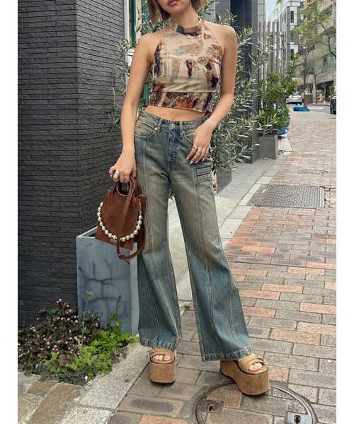 EVRIS（エヴリス）の「バックリボンホルターネックトップス（Tシャツ/カットソー・レディース・ネイビー/ブラウン/ブラック/マスタード・FREE）」の13枚目の写真