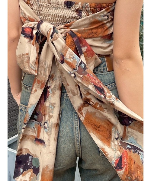 EVRIS（エヴリス）の「バックリボンホルターネックトップス（Tシャツ/カットソー・レディース・ネイビー/ブラウン/ブラック/マスタード・FREE）」の9枚目の写真