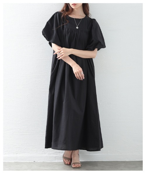 Sawa a la mode(サワアラモード)の「ボリューム袖コットンワンピース(ワンピース・レディース・ブルー/ブラック・FREE)」の12枚目の写真