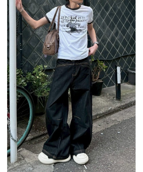 HARSH AND CRUEL デニムショットパンツ 六分丈 ストライプ 黒 196-em108010-mr.jpg