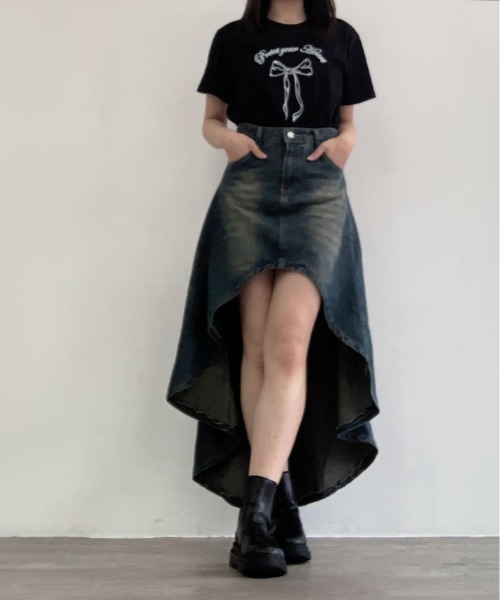 kirakiraShop(キラキラショップ)の「リボン プリント Tシャツ 半袖(Tシャツ/カットソー・レディース・ブラック/ホワイト・M/L)」の12枚目の写真