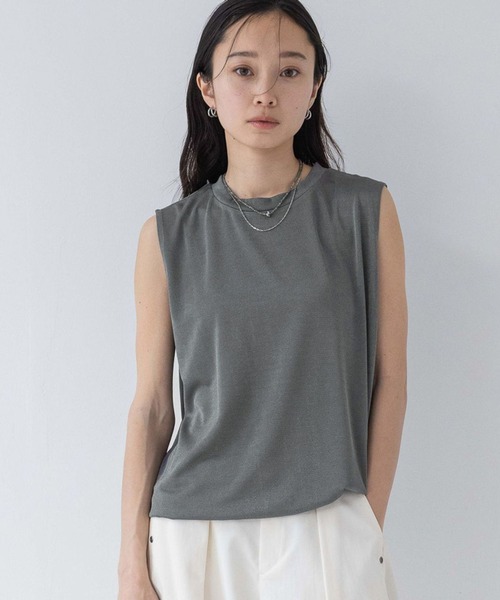 JEANASIS(ジーナシス)の「グロッシーカノコNS/496928(Tシャツ/カットソー・レディース・チャコールグレー/グレイッシュベージュ/ブラウン/ブラック/グリーン・FREE)」の1枚目の写真