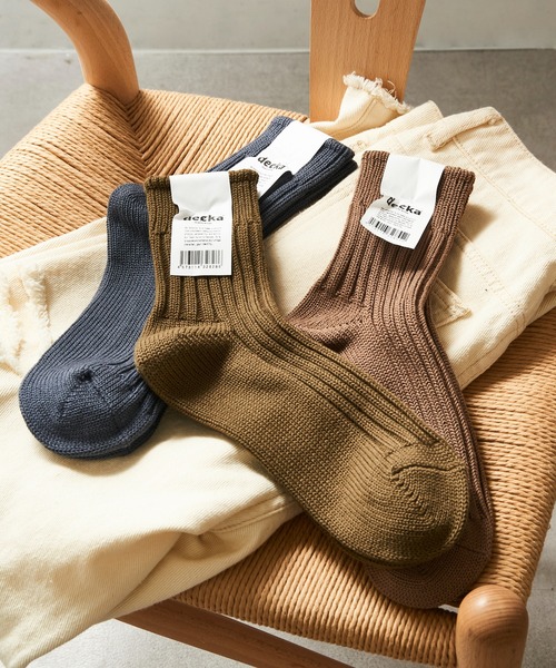 decka Quality socks(デカクオリティソックス)の「【decka Quality socks】Low Gauge Rib Socks | Short Length(ソックス/靴下・メンズ・ベージュ/ブラック/オリーブ/ストーン/ホワイト・1/2)」の5枚目の写真