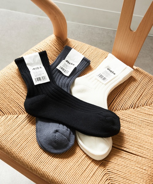 decka Quality socks(デカクオリティソックス)の「【decka Quality socks】Low Gauge Rib Socks | Short Length(ソックス/靴下・メンズ・ベージュ/ブラック/オリーブ/ストーン/ホワイト・1/2)」の3枚目の写真