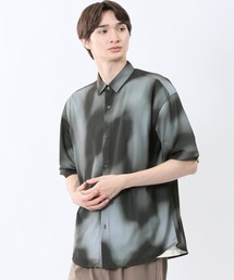 【接触冷感】m.f.エディトリアル メンズ 総柄 レギュラーカラー 半袖 シャツ