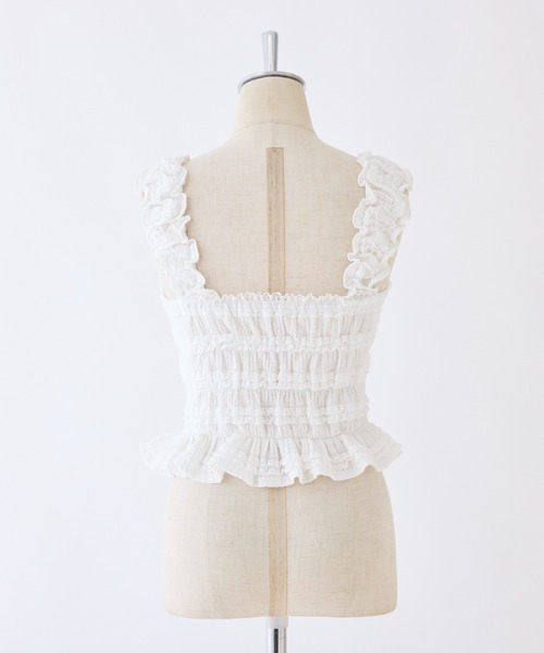 one after another NICE CLAUP(ワンアフターアナザーナイスクラップ)の「カップ付きレースビスチェ(タンクトップ・レディース・オフホワイト/ブラック/サックスブルー・FREE)」の13枚目の写真