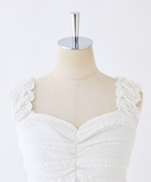 one after another NICE CLAUP(ワンアフターアナザーナイスクラップ)の「カップ付きレースビスチェ(タンクトップ・レディース・オフホワイト/ブラック/サックスブルー・FREE)」の12枚目の写真