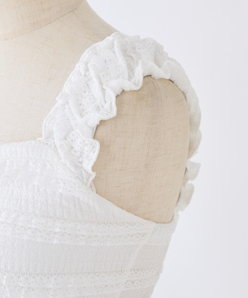 one after another NICE CLAUP(ワンアフターアナザーナイスクラップ)の「カップ付きレースビスチェ(タンクトップ・レディース・オフホワイト/ブラック/サックスブルー・FREE)」の11枚目の写真