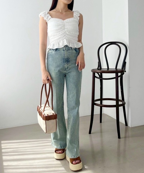 one after another NICE CLAUP(ワンアフターアナザーナイスクラップ)の「カップ付きレースビスチェ(タンクトップ・レディース・オフホワイト/ブラック/サックスブルー・FREE)」の8枚目の写真