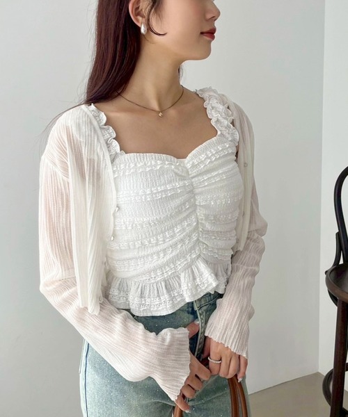 one after another NICE CLAUP(ワンアフターアナザーナイスクラップ)の「カップ付きレースビスチェ(タンクトップ・レディース・オフホワイト/ブラック/サックスブルー・FREE)」の16枚目の写真