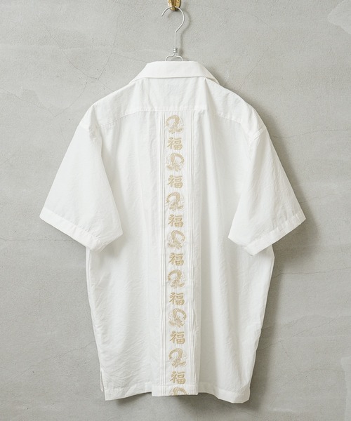 HOUSTON(ヒューストン)の「HOUSTON ヒューストン 41219 EMB CUBA SHIRT(福)キューバシャツ(シャツ/ブラウス・メンズ・オフホワイト/ブラック/ピンク・M/L/XL/XXL)」の9枚目の写真