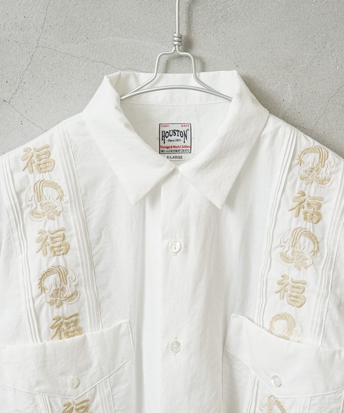 HOUSTON(ヒューストン)の「HOUSTON ヒューストン 41219 EMB CUBA SHIRT(福)キューバシャツ(シャツ/ブラウス・メンズ・オフホワイト/ブラック/ピンク・M/L/XL/XXL)」の10枚目の写真