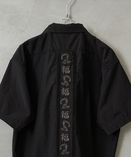 HOUSTON(ヒューストン)の「HOUSTON ヒューストン 41219 EMB CUBA SHIRT(福)キューバシャツ(シャツ/ブラウス・メンズ・オフホワイト/ブラック/ピンク・M/L/XL/XXL)」の5枚目の写真