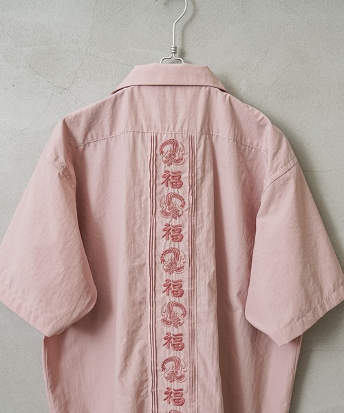 HOUSTON(ヒューストン)の「HOUSTON ヒューストン 41219 EMB CUBA SHIRT(福)キューバシャツ(シャツ/ブラウス・メンズ・オフホワイト/ブラック/ピンク・M/L/XL/XXL)」の6枚目の写真