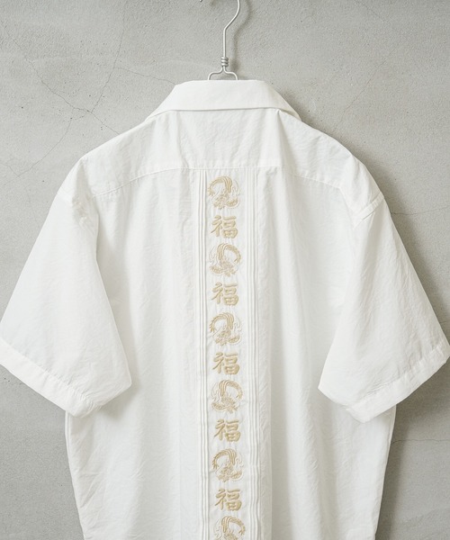 HOUSTON(ヒューストン)の「HOUSTON ヒューストン 41219 EMB CUBA SHIRT(福)キューバシャツ(シャツ/ブラウス・メンズ・オフホワイト/ブラック/ピンク・M/L/XL/XXL)」の7枚目の写真