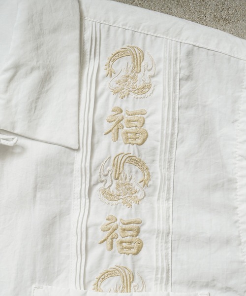 HOUSTON(ヒューストン)の「HOUSTON ヒューストン 41219 EMB CUBA SHIRT(福)キューバシャツ(シャツ/ブラウス・メンズ・オフホワイト/ブラック/ピンク・M/L/XL/XXL)」の13枚目の写真