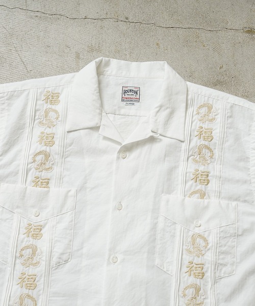 HOUSTON(ヒューストン)の「HOUSTON ヒューストン 41219 EMB CUBA SHIRT(福)キューバシャツ(シャツ/ブラウス・メンズ・オフホワイト/ブラック/ピンク・M/L/XL/XXL)」の18枚目の写真