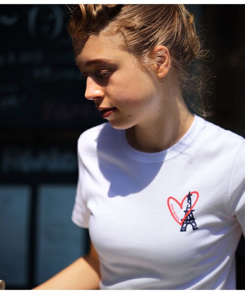 PETIT BATEAU(プチバトー)の「PBプリントクルーネック半袖Tシャツ(Tシャツ/カットソー・レディース・ホワイト・MEDIUM/X-SMALL/SMALL)」の2枚目の写真